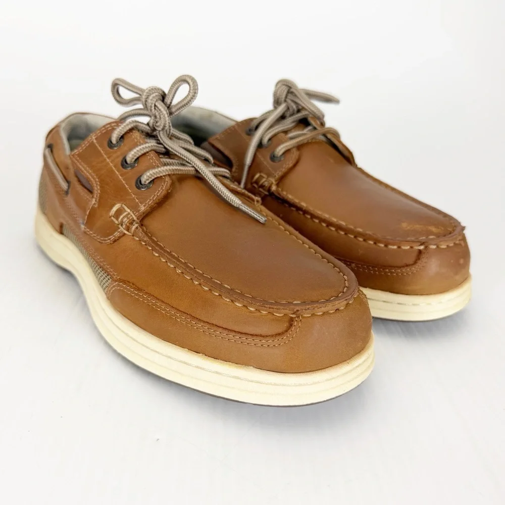 Dockers Beacon Water Stain Resistance Dark Tan Leather Boat Shoes